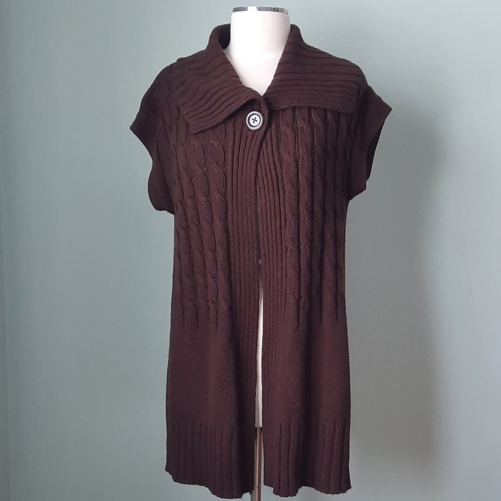 Long cap sleeve cardigan